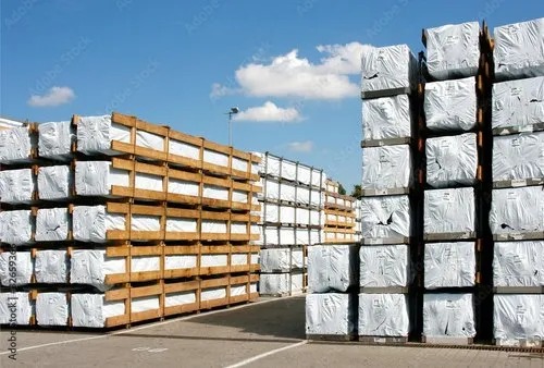 Lumber wrapped in polyethylene